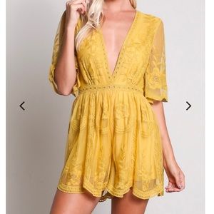 Mustard lace romper